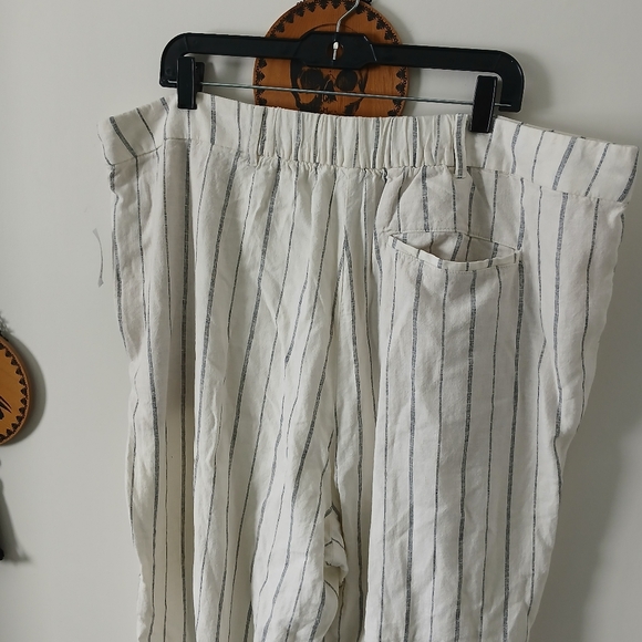 Linen Rayon Viscose Blend Wide Leg High Wasted Tall Fit Trousers - Picture 5 of 7